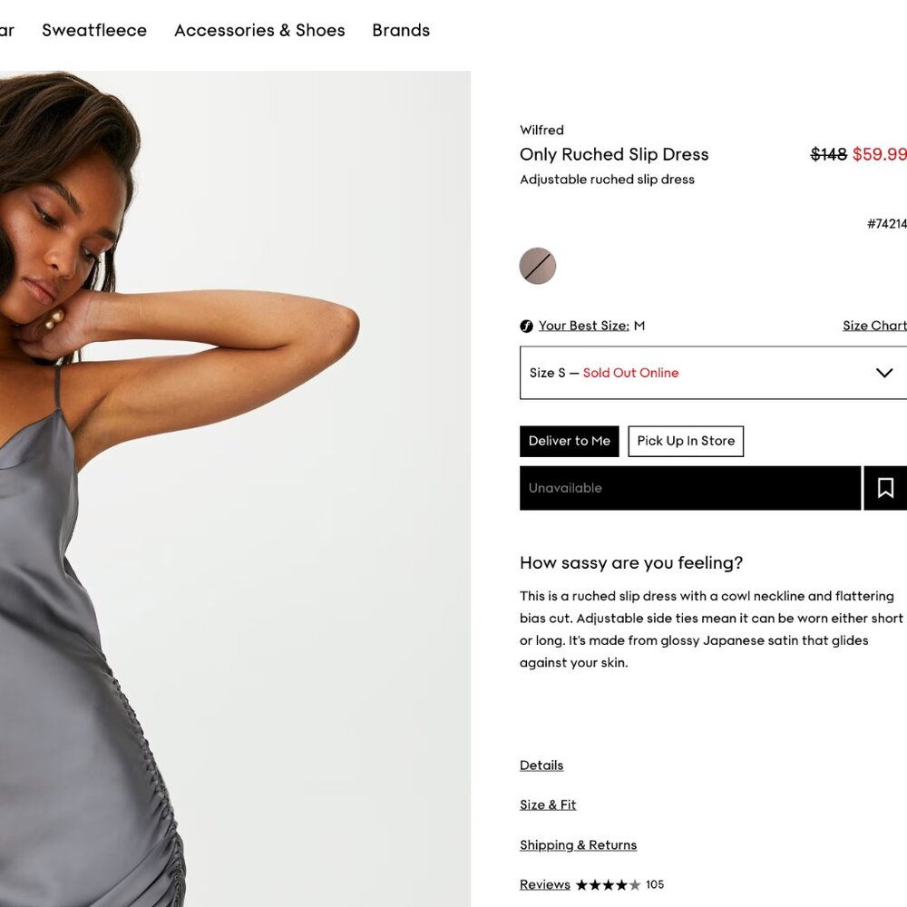 Wilfred Only Ruched Slip Dress - Picture 2 of 4